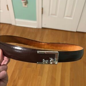 Coach Dark Brown Leather Belt with Silver Buckle